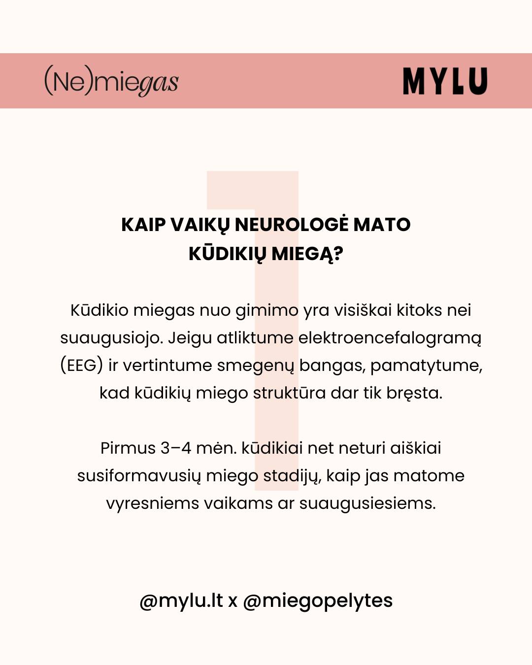 NEUROLOGĖ APIE MIEGĄ. Kai sakome „kūdikis nemiega“, dažnai lyginame jį su… suaugusiuoju. O čia ir prasideda visas chaosas. 🙂
👩⚕️Vaikų neurologės, socialinės pediatrės Karolinos Liaušienės požiūriu, kūdikio miegas nėra „netvarkingas" – jis tiesiog nebrandus. Daug judesio, trumpi ciklai, dažni prabudimai nėra ženklas, kad „kažkas negerai“. Dažniausiai tai tik rodo, kad smegenys dar mokosi miegoti.
🤷♀️Todėl neurologo konsultacijose dažnai paaiškėja ne miego trūkumas, o… per aukšti lūkesčiai.
Kai suskaičiuojamas visas paros miegas (taip, ir tas, kur „ant rankų“, ir tas „žindant“), vaizdas pasidaro dauuug ramesnis.
Trumpai?
👉 Daug prabudimų ≠ blogas miegas
👉 „Nemiega“ dažnai reiškia „miega ne taip, kaip tikėjomės“
Ir tai – ne problema. Tai biologija! 🧠💤
Daugiau apie mažylių miegą iš neurologės pozicijos skaitykite mylu.lt straipsnyje „Kūdikio miegas neurologo akimis: kas normalu, o kada verta sunerimti“.
O jei norisi geresnio supratimo, kas yra būdinga naujagimio miegui pirmais 4 gyvenimo mėnesiais, verta peržiūrėti seminarą „Pirmųjų mėnesių kūdikio miegas (0-4 mėn.)“, kurį taip pat rasite www.mylu.lt (ar per nuorodą bio).
- Dovilė 🤍
⠀
#miegopelytes #miegopelytės #neurologėapiemiegą #neurologe #motinyste #naujagimis #naujagimiomiegas #kudikiomiegas #dienotvarkė #tėvystė #motinystė #vaikas #kūdikis #miegas #kūdikiomiegas #miegopokyčiai