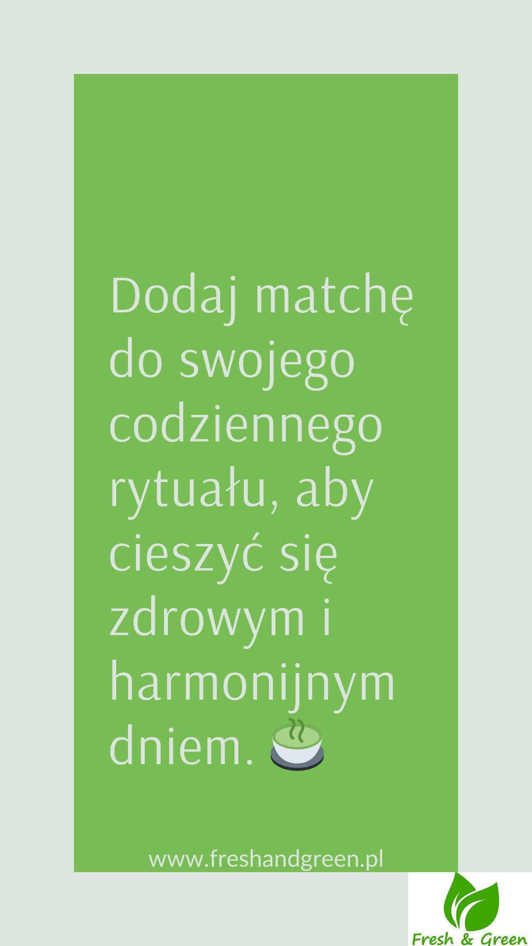 DODAJ MATCHĘ DO SWOJEGO PORANNEGO RYTUAŁU I ZACZNIJ DZIEŃ OD ZDROWIA.
Pij matchę każdego ranka i poczuj, jak Twój dzień zaczyna się od energii i równowagi. 🌞
Każda filiżanka matchy to zdrowy start dnia, pełen świeżości i naturalnej energii. 🍃
Z matchą w ręku, Twoje poranki stają się spokojniejsze i pełne pozytywnej energii. 💪
Dodaj matchę do swojego codziennego rytuału, aby cieszyć się zdrowym i harmonijnym dniem. 🍵#freshandgreen #matcha #rytuał #relaks #spokójSprawdź nasze profile:
Instagram: https://www.instagram.com/freshandgreen1/
Facebook: https://www.facebook.com/freshgreentea/
YouTube: https://www.youtube.com/@freshandgreen1
Nasza strona internetowa: https://www.freshandgreen.pl
